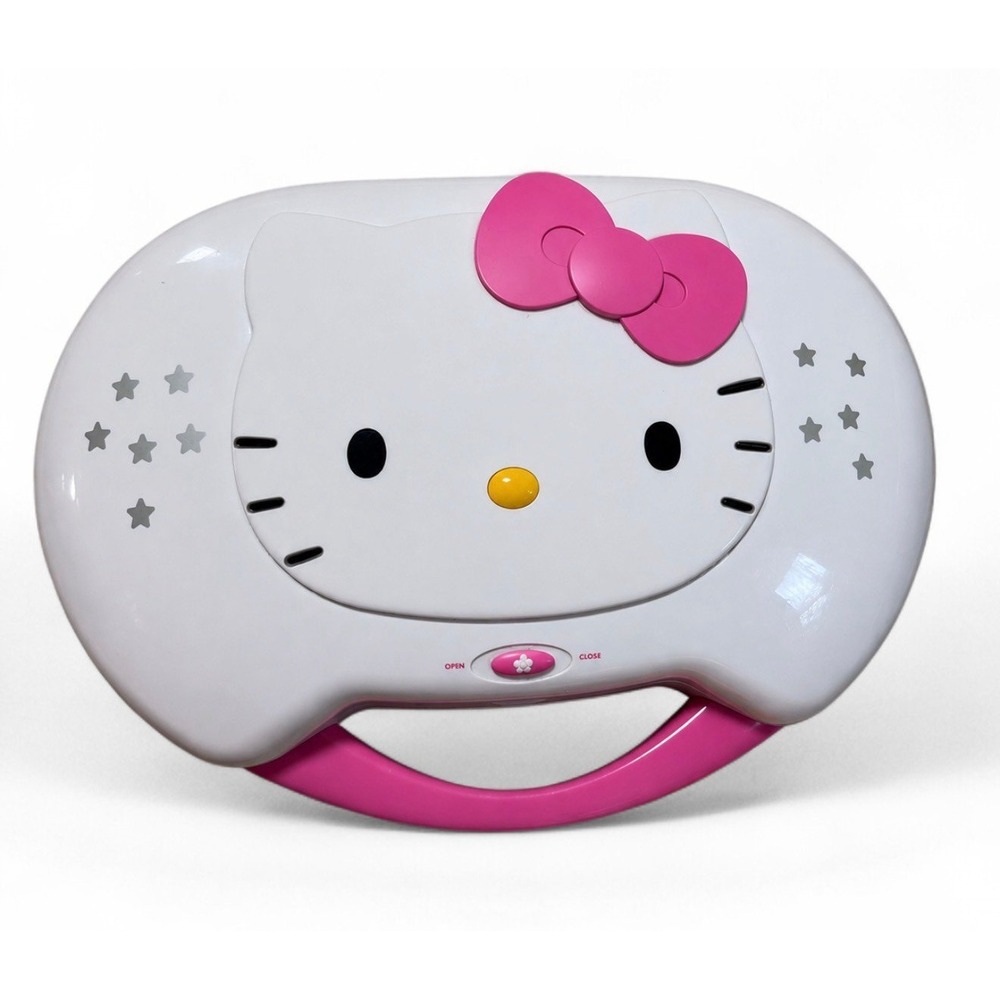 Hello Kitty CD Karaoke Machine Sanrio 2012 Pink White Tested Works No Cord